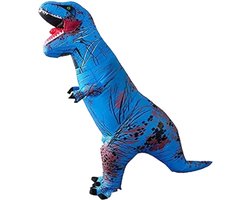 Opblaasbaar Dinosauruskostuum Voor Kinderen - Blauwe T-Rex Pak Voor Halloween En Feestjes - Geschikt Voor Leeftijd 6-12 Jaar (120-155 cm) - Inclusief Batterijbox En Ventilator