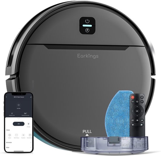 Earkings Robotstofzuiger met Dweilfunctie Zwart 1400 Pa - Earkings - €149,00