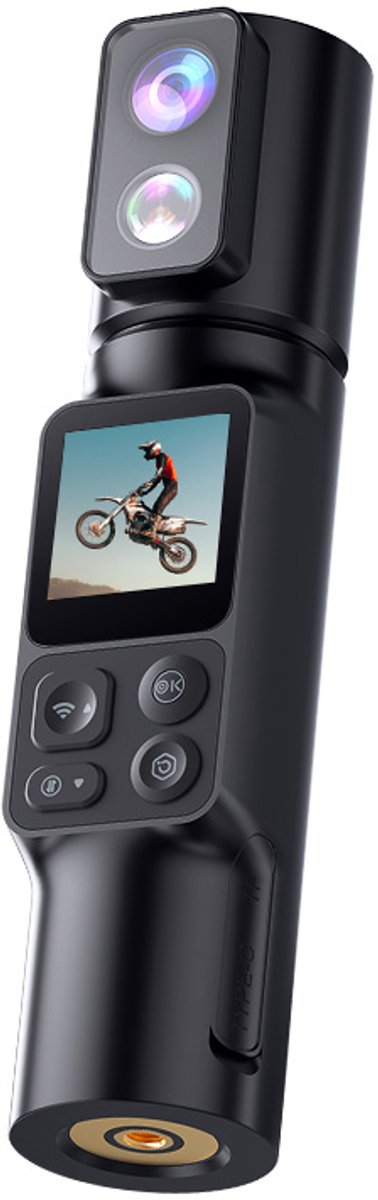 Lipa AT-M103 6K action camera IPS Wifi – 360 Graden camera - Vlogcamera - Sony IMX sensor – Dubbele batterij en 8-10 uur filmen – Nachtvisie – 6K Resolutie - SD tot 256 GB – Met 32 GB SD-Kaart