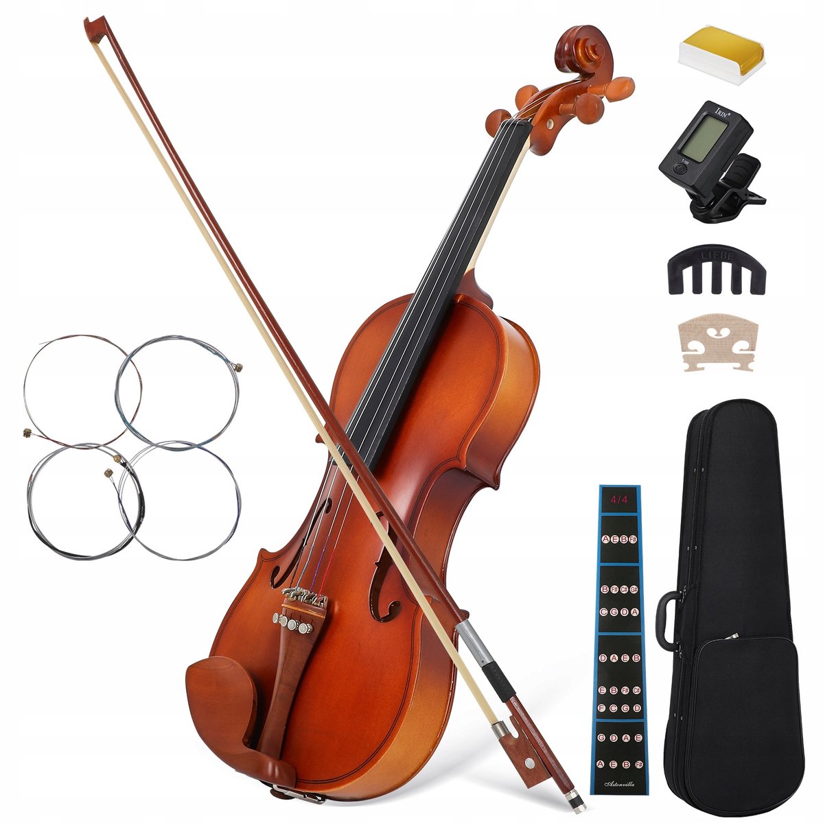 4/4 Viool Startersset - Complete Set voor Beginners - Inclusief Koffer, Stok en Hars - Ideaal voor Volwassenen en Studenten