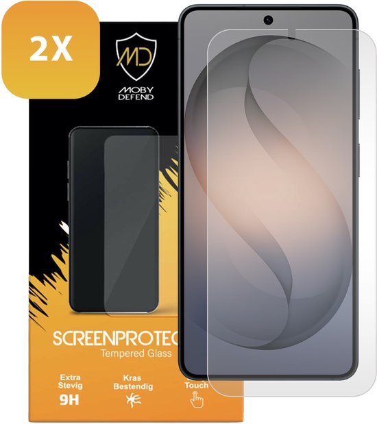 2-Pack MobyDefend Screenprotectors - Convient pour Samsung Galaxy S26 - Protecteurs d'écran compatibles avec étui - Verre trempé