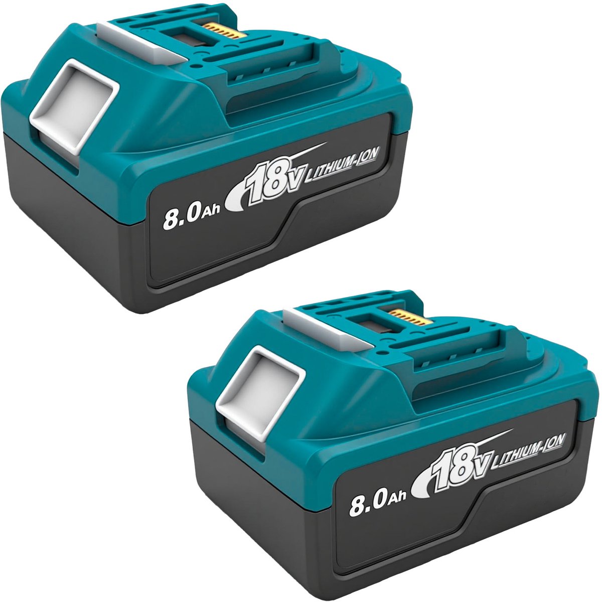 2-pack 18V 8000mAh lithium vervangingsaccu's, compatibel met Makita 18V accu's 8.0Ah BL1860 BL1850 BL1840 BL1830