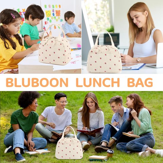 Lunchtassen voor dames en heren, schattige corduroy lunchtas, herbruikbare geïsoleerde lunchbox, grote herbruikbare geïsoleerde koelbox, geschikt voor picknicks op het werk of op reis van Lunchtassen — afbeelding 5