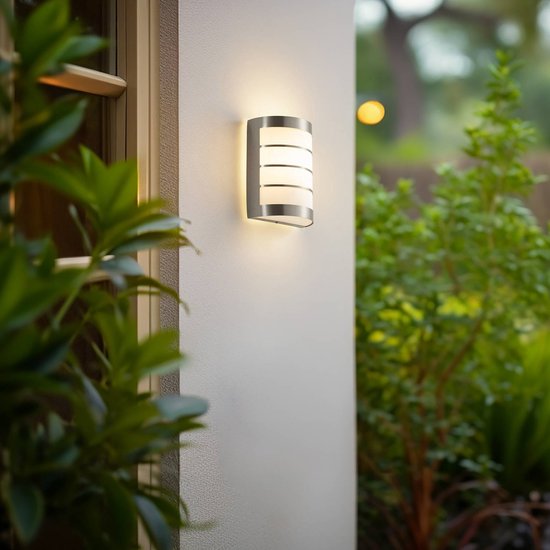 Lindby - Applique d'extérieur - 1lumière - acier inoxydable, polycarbonate - H: 20 cm - E27 - Acier inoxydable, blanc