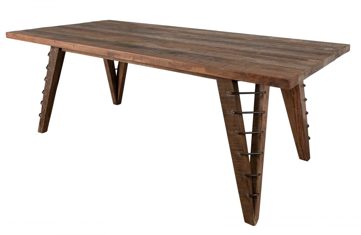 MASSIVMOEBEL24 .DE BASSANO #131 eettafel blank gelakt massief hout teak 200x100x78 cm (BxTxH)