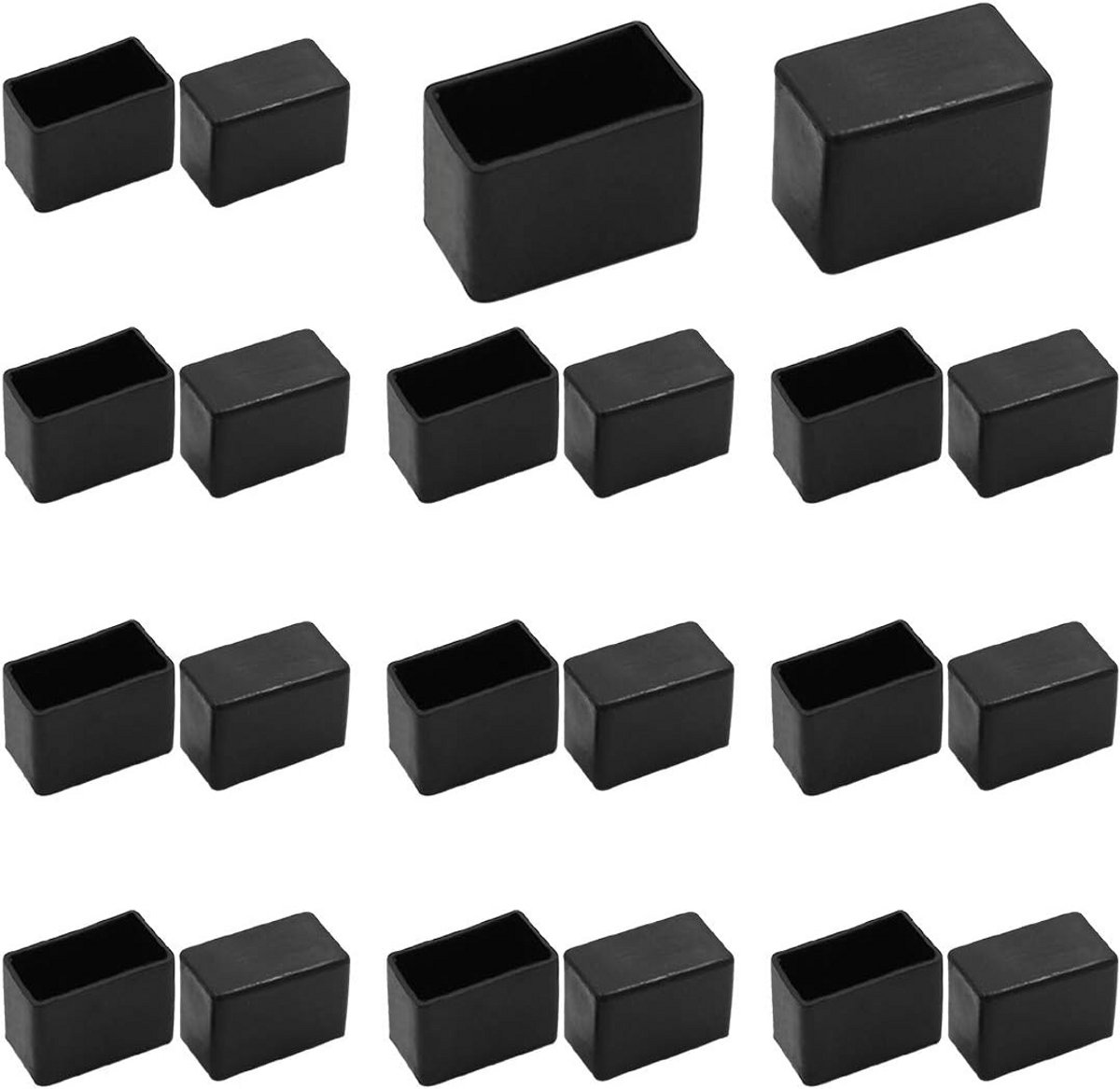 20x Rechthoekige Stoelfilters voor Vloerbescherming - Zwart PVC