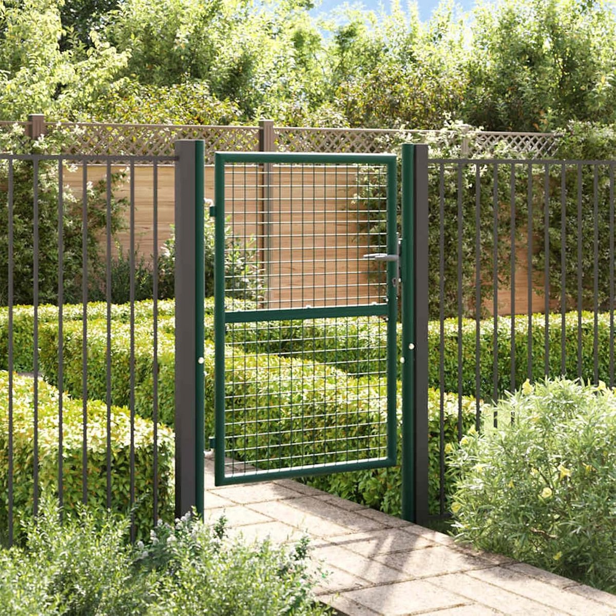 Enkele Stalen Tuinpoort Groen 100x125 cm - Stevige Buitenpoort met Slot