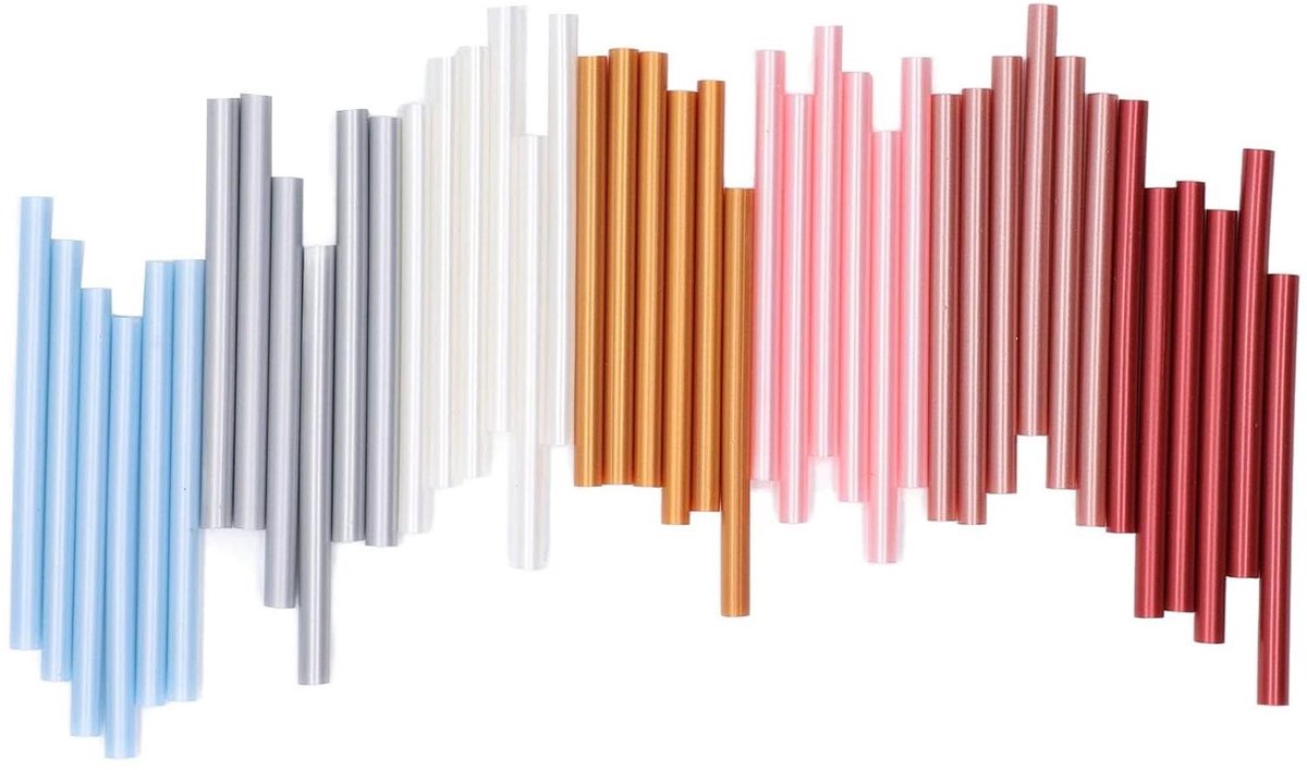 Lijmpistool met 7 kleuren zegelwassticks, hittezegels voor enveloppen en kaarten - 42 stuks