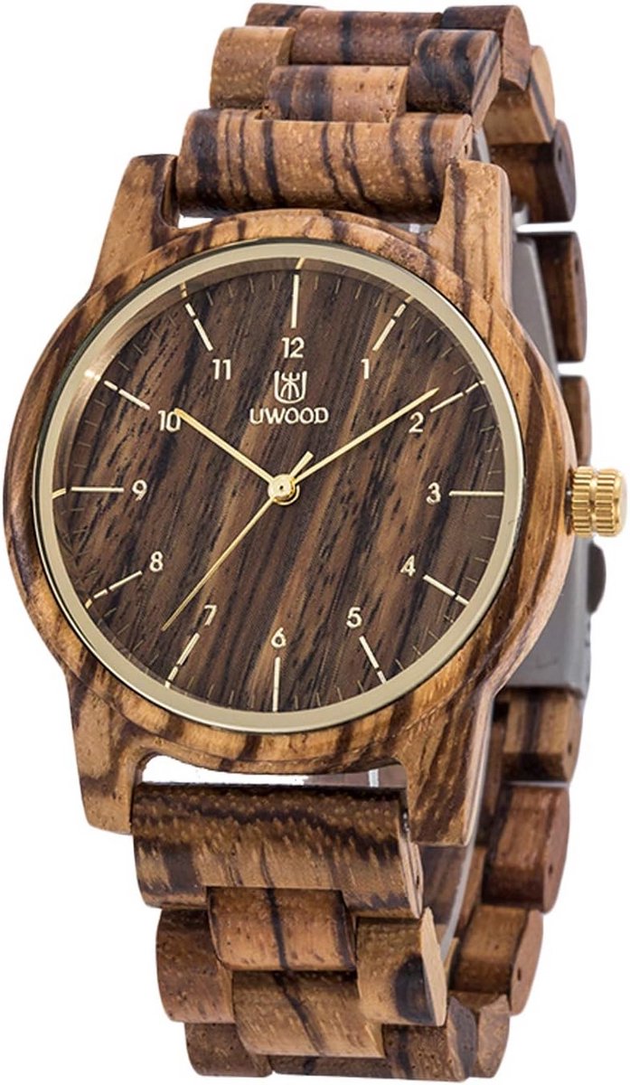 Houten Herenhorloge Analoog Kwarts Modieus en Lichtgewicht Polshorloge