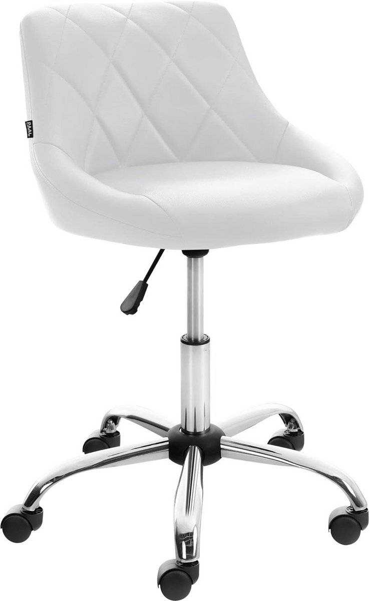Ergonomische Werkkruk Wit met Rugleuning - Verstelbaar en Zwenkbaar