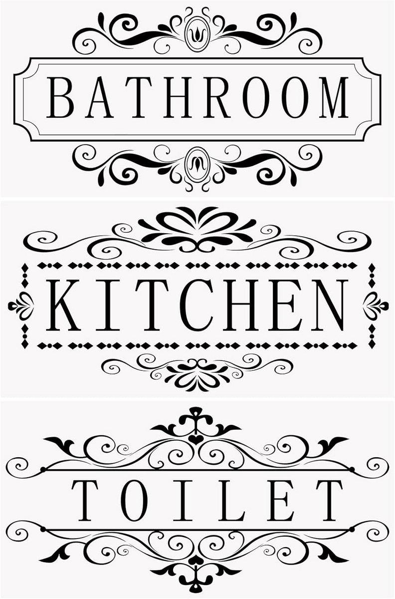 3x Wrijfstickers Deurstickers Slogan voor Badkamer, Keuken of Toilet Muurdecoratie