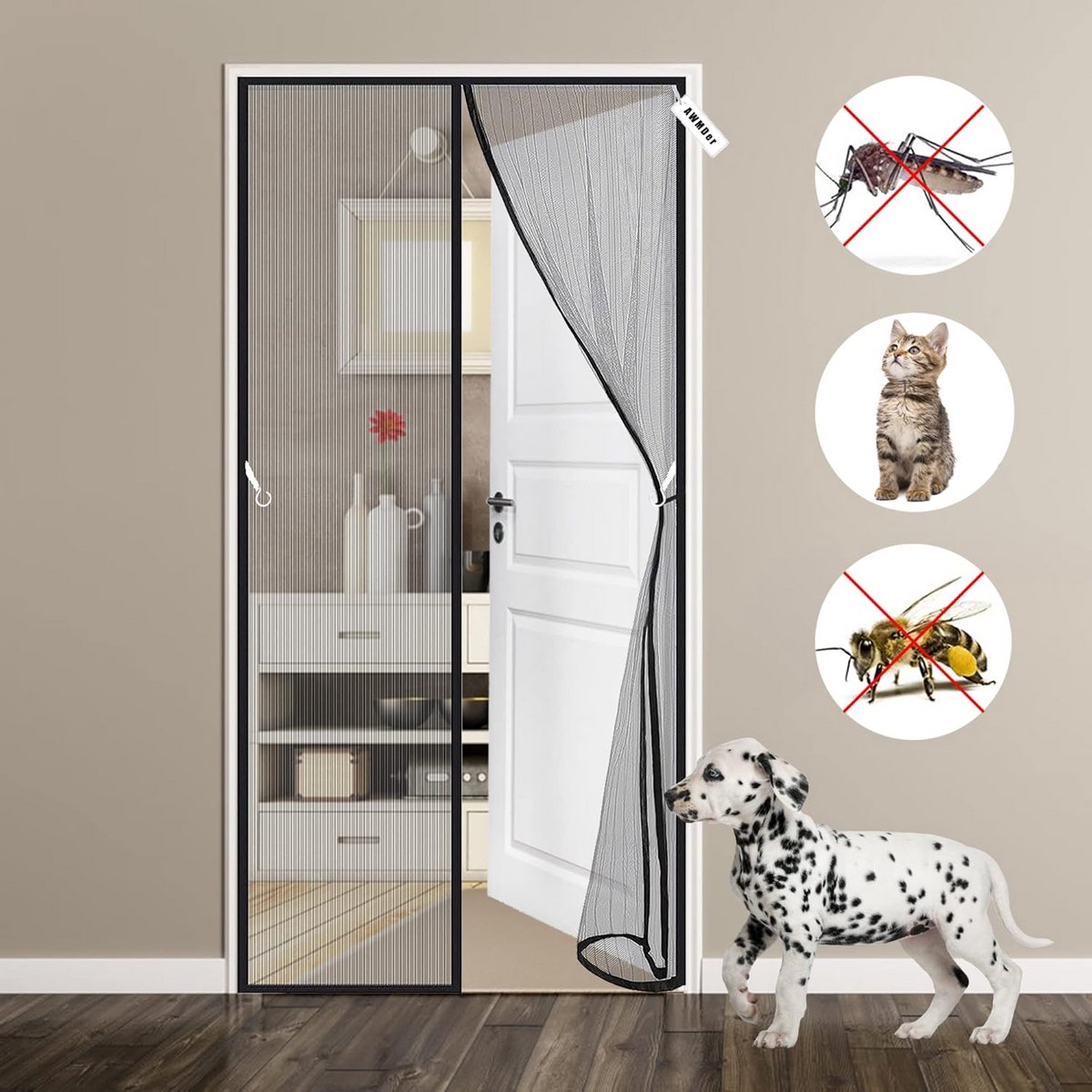 Grote Magnetische Hordeur Zelfsluitend 170x270 cm - Insectenwerend en Huisdiervriendelijk