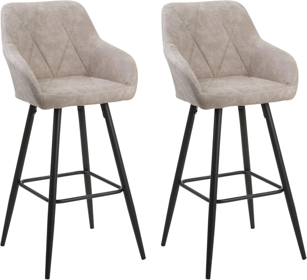 Set van 2 Moderne Barkrukken Beige Stof met Metalen Onderstel