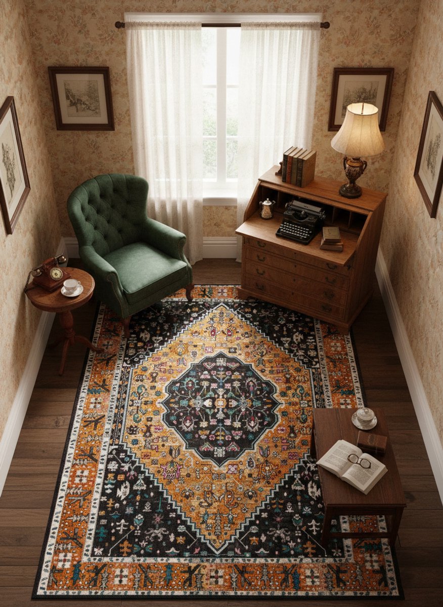 Muratap Picasso Paloma Vintage Vloerkleed - Multi / Geel - Laagpolig- 140x200 CM Multikleur