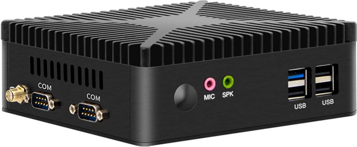 Stille Mini PC met Celeron J1900, 4GB RAM, 64GB SSD en Dubbele Schermondersteuning