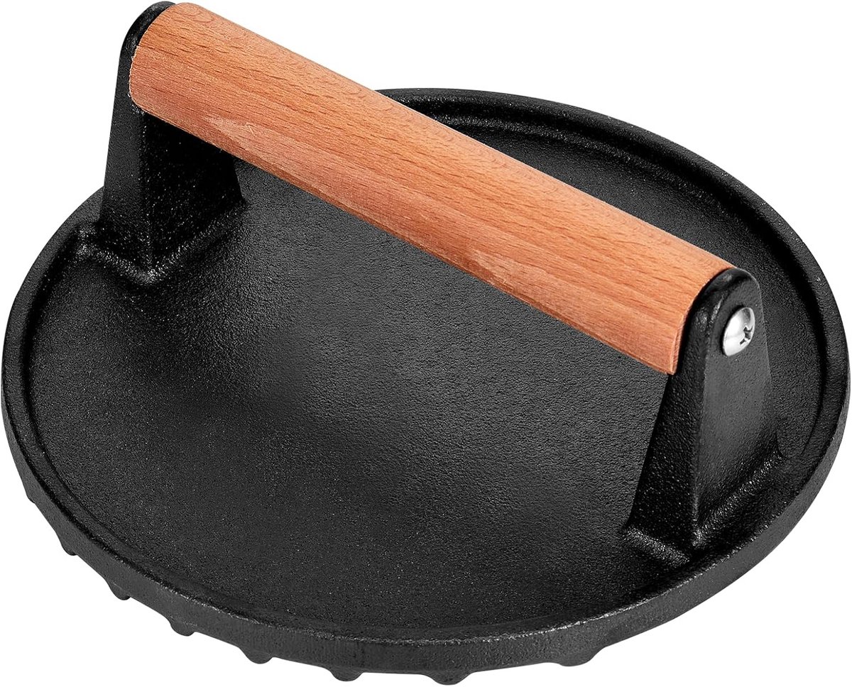 Zware Gietijzeren Vleespers Rond voor Bakplaten en Grills - Ideaal voor Smash Burgers