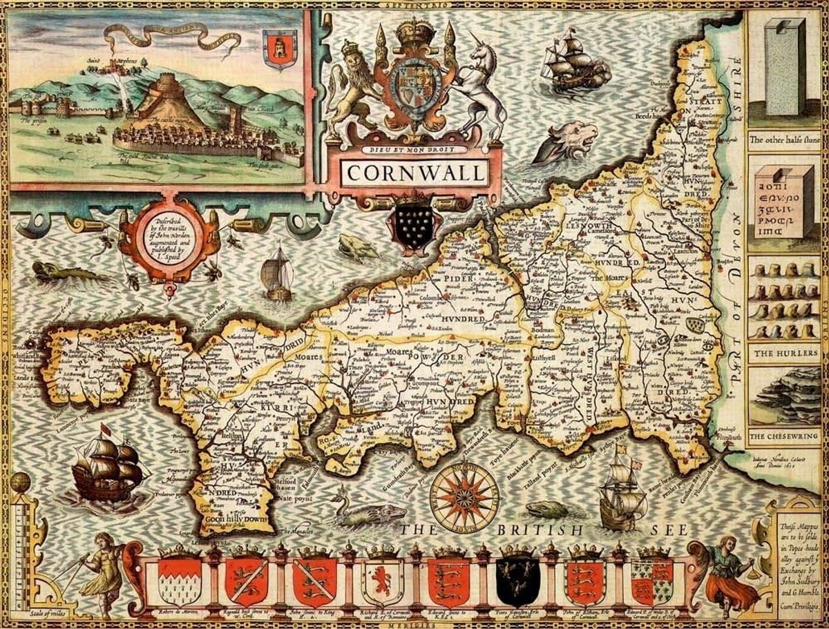 Historische Kaart van Cornwall Legpuzzel 1000 Stukken