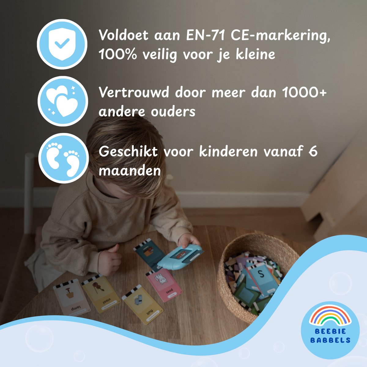 Beebie Babbels - De Taalbuddy - Blauwe Variant - Woordjes Leren - Het Spel om Nederlandse Woordjes te Leren - Educatief Speelgoed - Leer Nederlands - Montessori Speelgoed - Taalontwikkeling - Cognitieve Vaardigheden - Pratende Flitskaarten — afbeelding 16