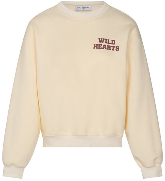 Witte trui met kerstprint paneel, lange mouwen, losse knoop, fleece