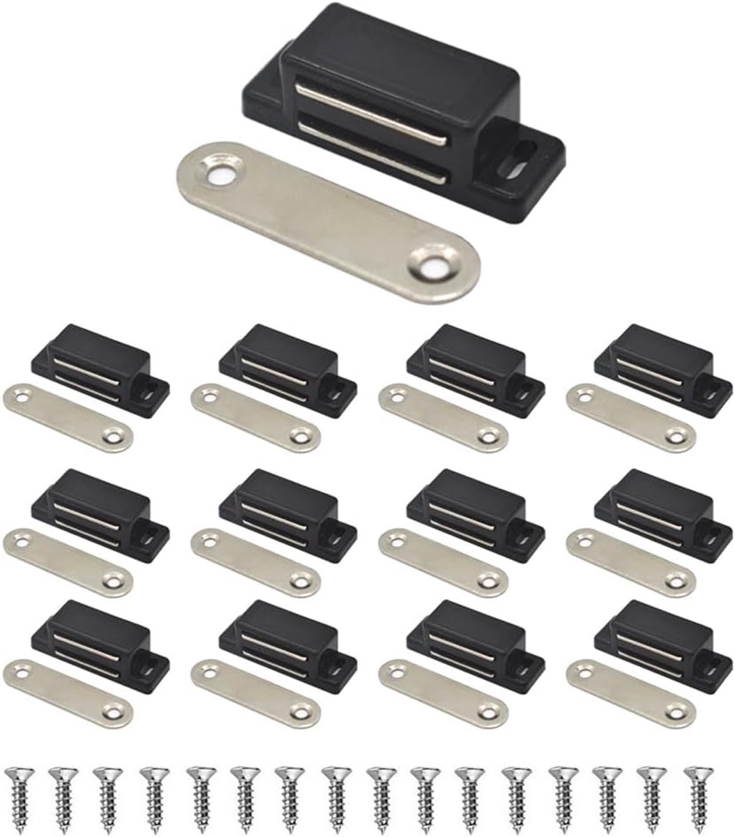 Deurmagneet - Magneetsluiting voor Kast en Deur - Magneetsnapper - Deursluiter - Deurvanger - 12 Stuks - zwart - van Imperatoris