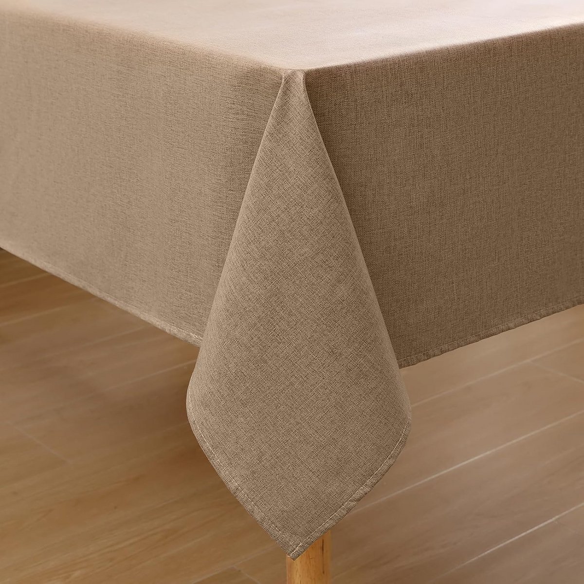 Tafelkleed rond 140 cm beige – wasbaar met lotuseffect & vlekkenwerend