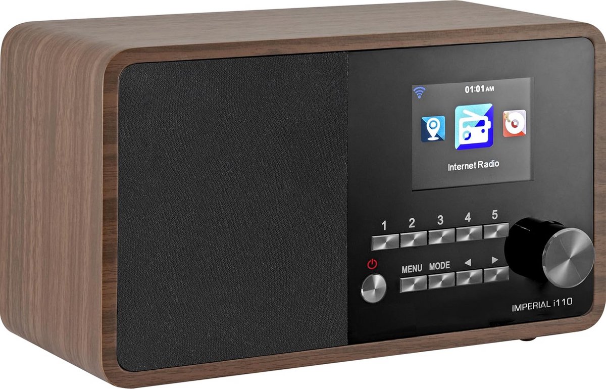 Internetradio met houten behuizing, kleurendisplay en WLAN