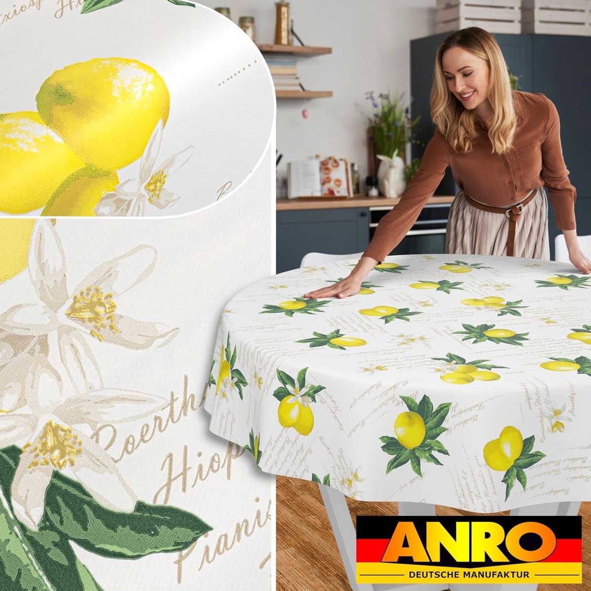 Wasmachinebestendig oliezeil tafelkleed rond ovaal rechthoekig 120 cm citroenen