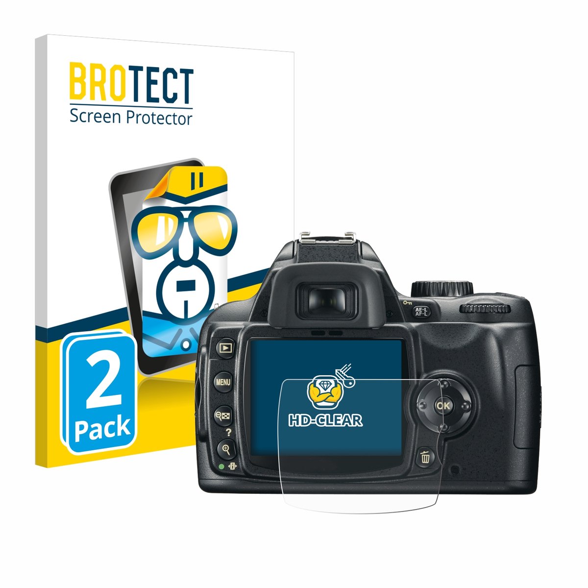 BROTECT - Screenprotector voor Nikon D60 - Folie Beschermfolie transparant 2 Stuks