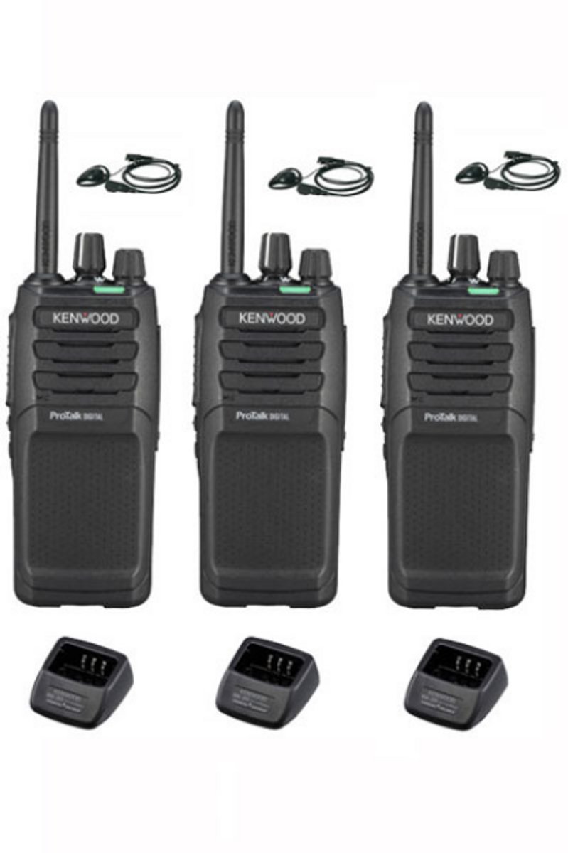 Set van 3 Kenwood TK-3701D met d-shape oortje en tafellader