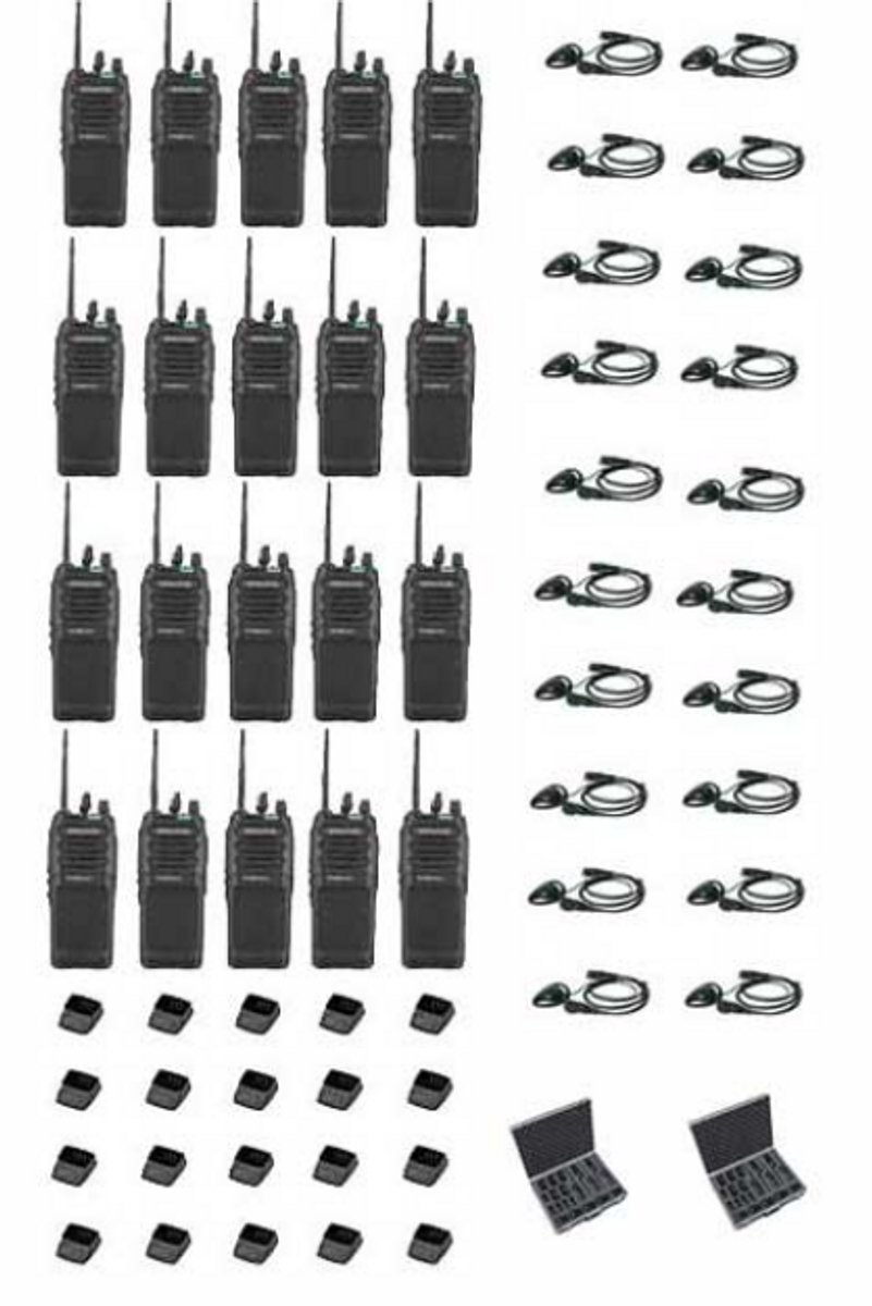Set van 20 Kenwood TK-3701D IP55 Portofoon met D-shape oortje tafellader en koffer
