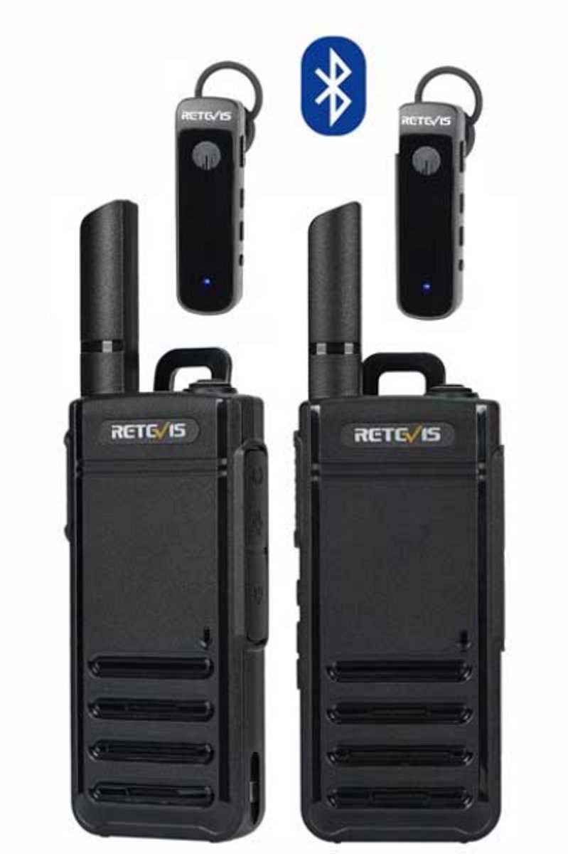 Set van 2 Retevis RB639P PMR446 portofoons met 2 Bluetooth oortjes