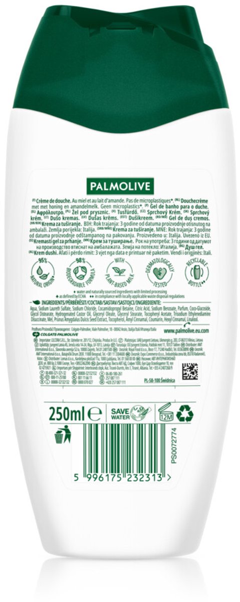 Palmolive - Douchecrème Honing - 6 x 250 ml - Voordeelverpakking