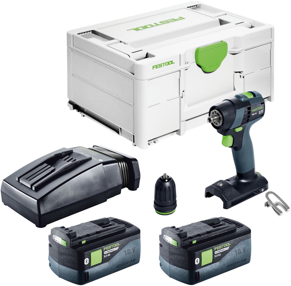 Festool TXS 18-Basic accuboormachine 18 V 40 Nm borstelloos + 2x accu 5,0 Ah + oplader + Systainer