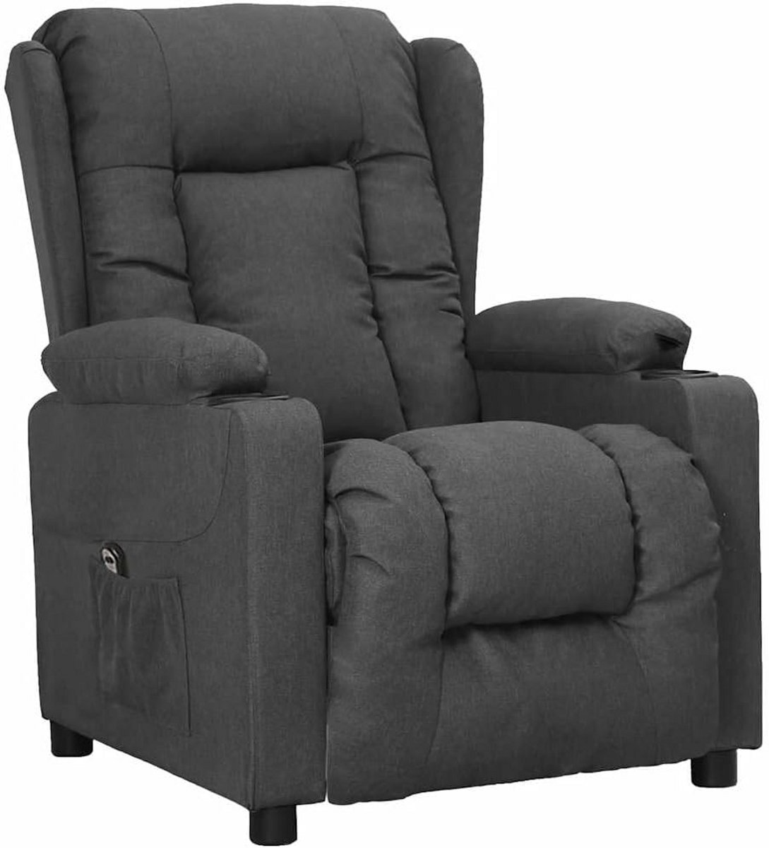 Elektrische Sta-op Stoel Stof Donkergrijs - Comfortabele Relaxfauteuil met Heffunctie