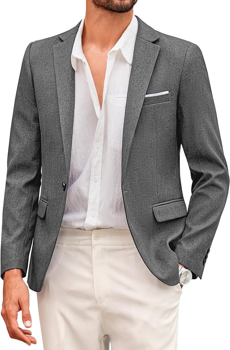 Heren Blazer Casual Sportief Slim Fit Lichtgewicht Colberts