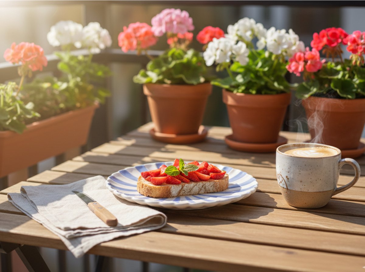 Ontbijtbord Fruity Strawberry – Paars/Wit – Aardewerk – ø 20 cm - Dishes & Deco