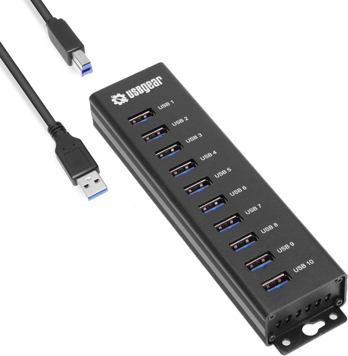10-Poorts USB 3.2 Gen 1 Hub met Oplaadfunctie en Montageopties