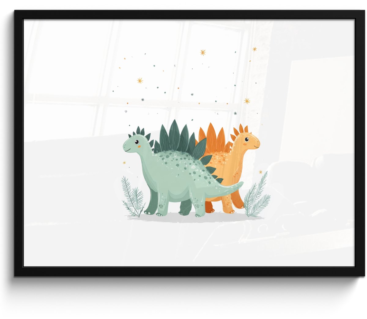 FrameYourWall Poster in lijst - Fotolijst 70x50 cm - Posters - Planten - Sterren - Dinosaurussen - Oranje - Posterlijst zwart - Decoratie - Wanddecoratie woonkamer - Muurdecoratie slaapkamer