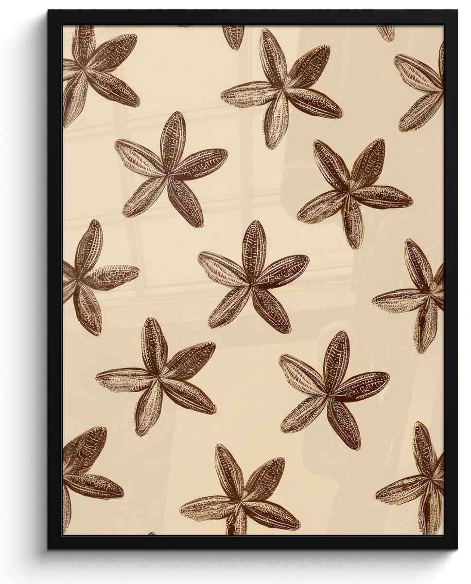 FrameYourWall Poster in lijst - Fotolijst 50x70 cm - Posters - Sterren - Bruin - Natuurlijk - Posterlijst zwart - Decoratie - Wanddecoratie woonkamer - Muurdecoratie slaapkamer Multicolor