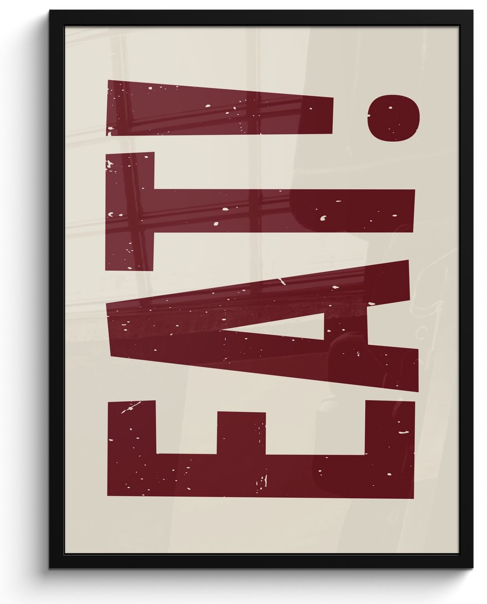 FrameYourWall Fotolijst inclusief poster - Posterlijst 50x70 cm - Posters - Red - Eten - Vintage - Decoratie - Foto in lijst - Keuken decoratie muur - Wanddecoratie accessoires - Muurdecoratie - Schilderijen Eat
