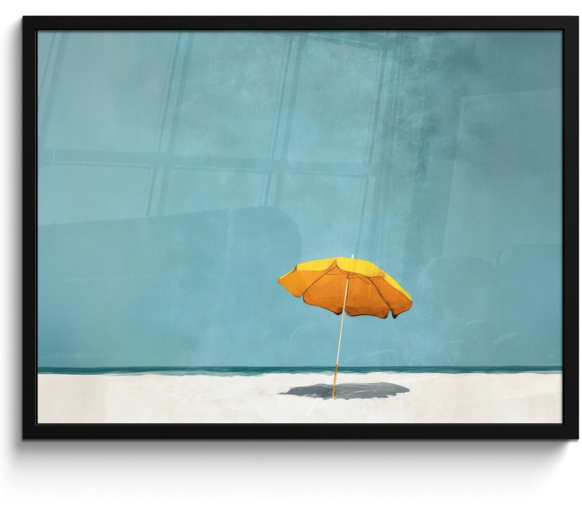 Poster in lijst - Fotolijst 70x50 cm - Posters - Parasol - Geel - Strand - Zee - Posterlij