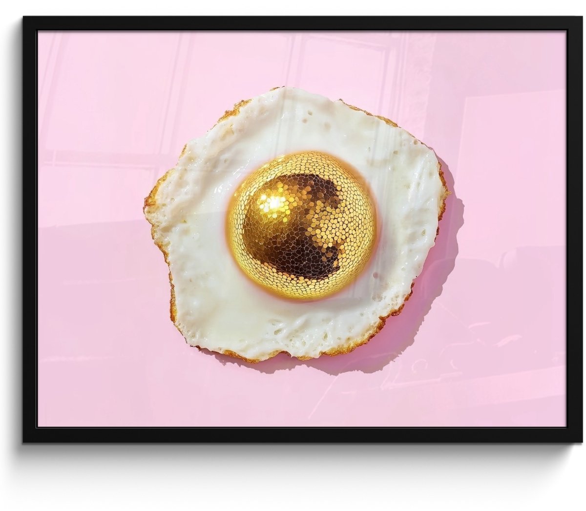 FrameYourWall Fotolijst inclusief poster - Posterlijst 70x50 cm - Posters - Ei - Disco - Ontbijt - Glitter - Foto in lijst - Keuken decoratie muur - Wanddecoratie accessoires - Muurdecoratie - Schilderijen Disco - Ei