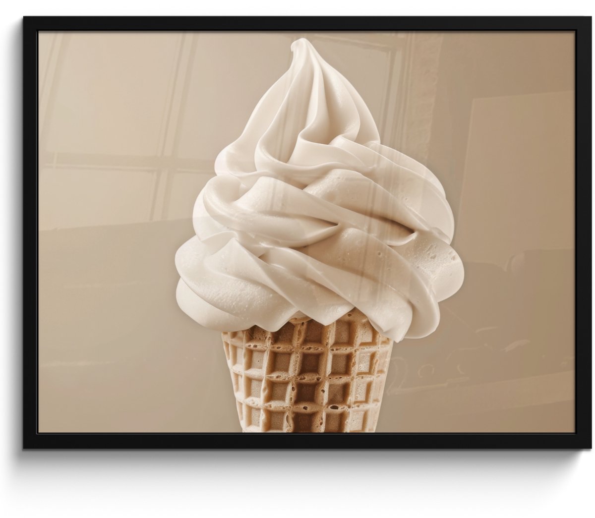 FrameYourWall Fotolijst inclusief poster - Posterlijst 70x50 cm - Posters - IJs - Softijs - Romig - Hoorntje - Beige - Foto in lijst - Keuken decoratie muur - Wanddecoratie accessoires - Muurdecoratie - Schilderijen