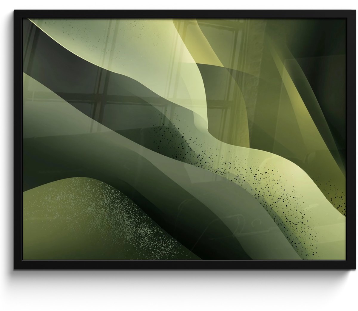 FrameYourWall Poster in lijst - Fotolijst 70x50 cm - Posters - Gaming - Golven - Abstract - Heuvels - Groen - Posterlijst zwart - Decoratie - Wanddecoratie woonkamer - Muurdecoratie slaapkamer