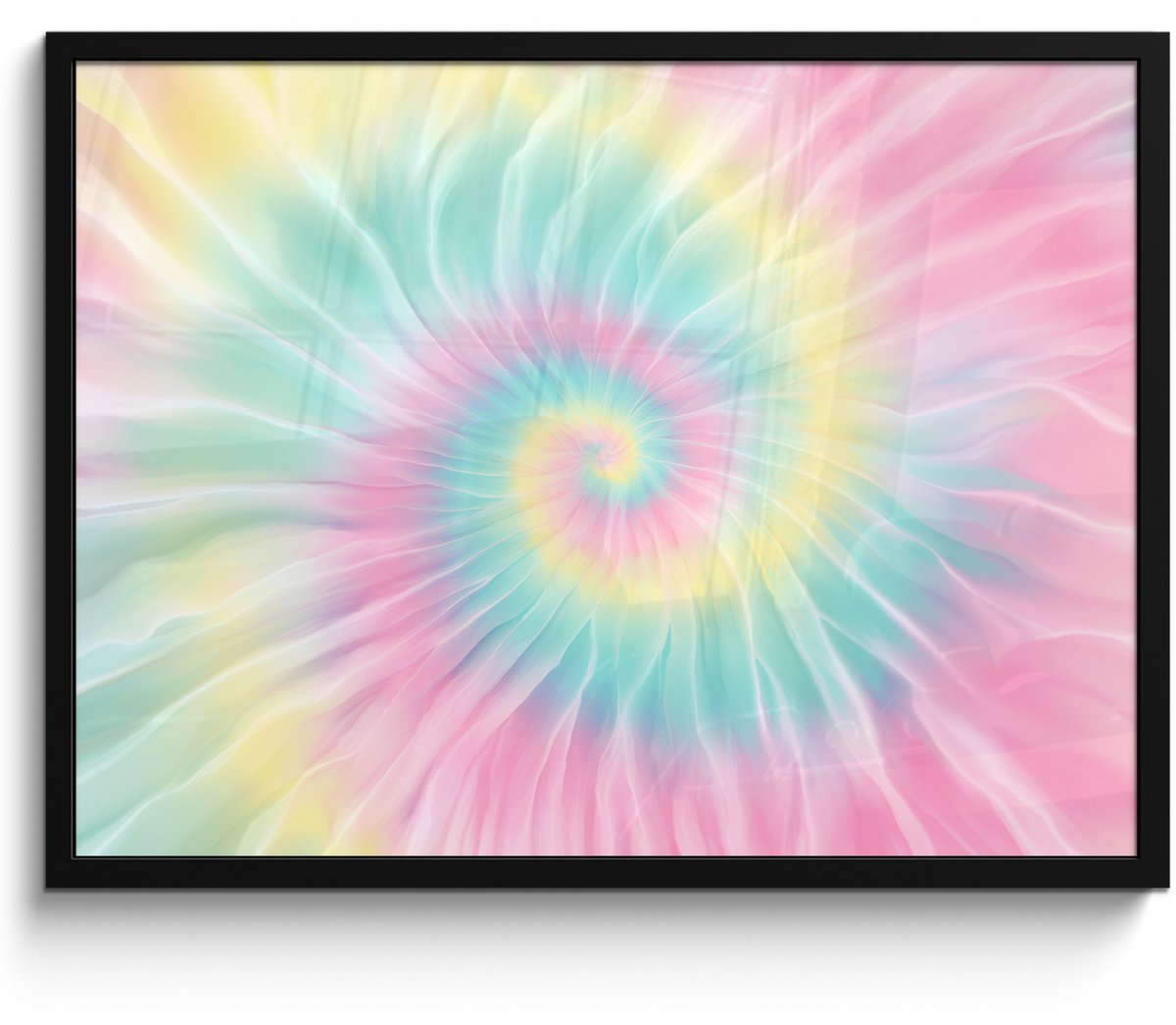 FrameYourWall Poster in lijst - Fotolijst 70x50 cm - Posters - Pasteltinten - Tie dye - Roze - Posterlijst zwart - Decoratie - Wanddecoratie woonkamer - Muurdecoratie slaapkamer