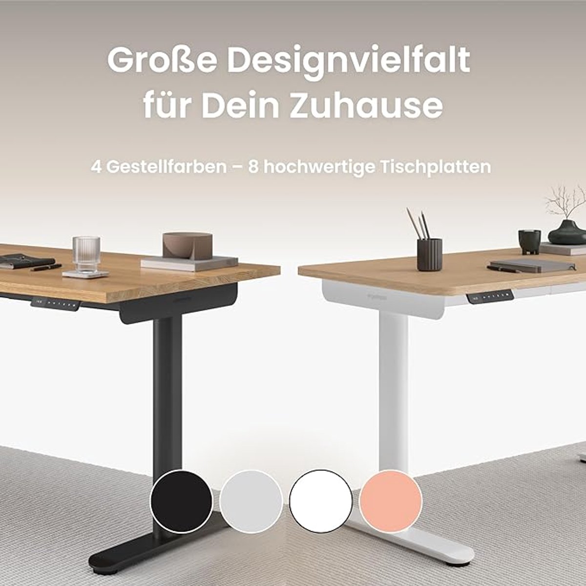 Elektrisch in hoogte verstelbaar bureau 138x65 cm – Modern ergonomisch computer- en schrijftafel met OLED-bediening, roestbestendig frame en walnoot blad – Abkantoor