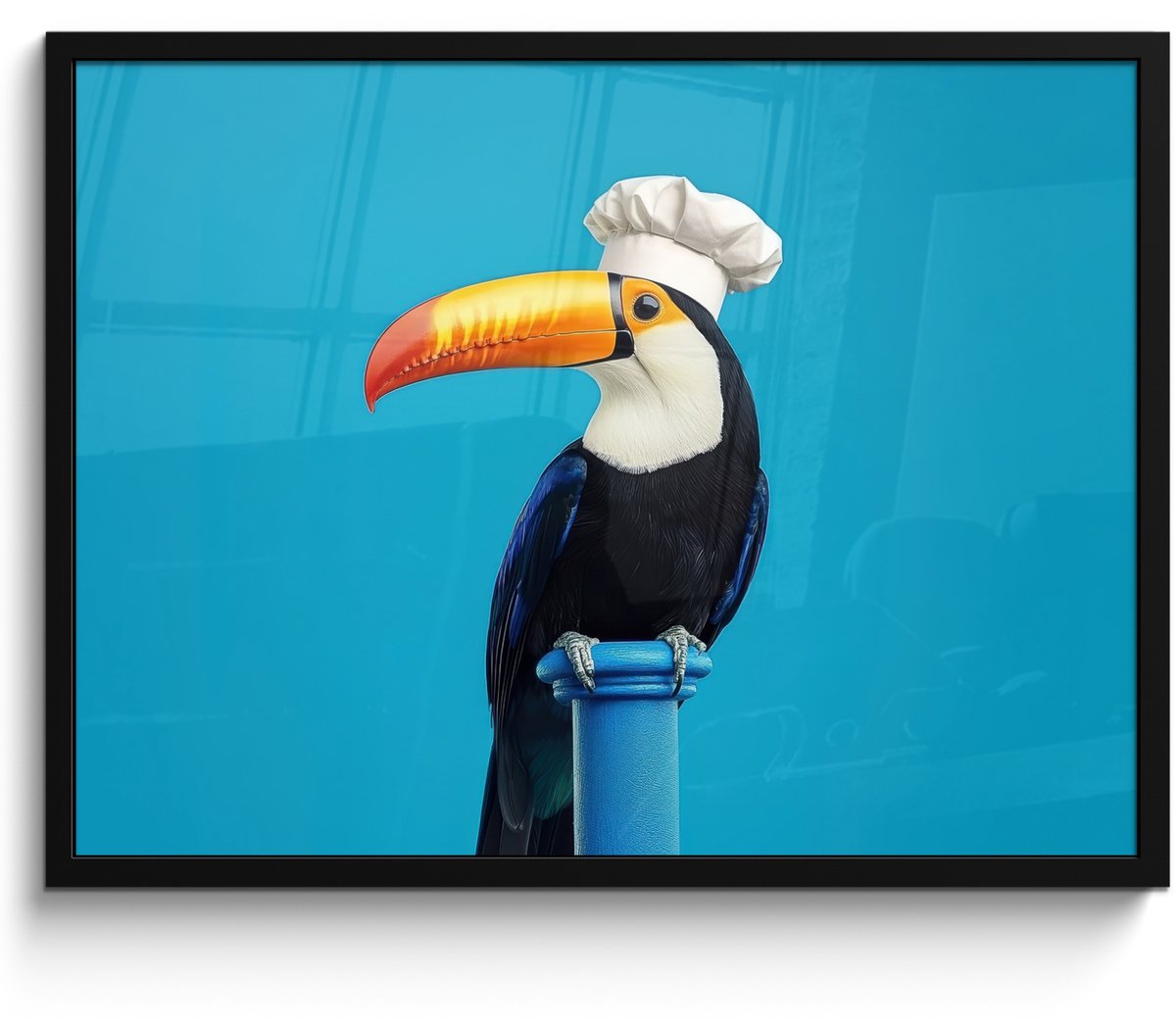 FrameYourWall Fotolijst inclusief poster - Posterlijst 70x50 cm - Posters - Tucan - Sokkel - Vogel - Koksmuts - Foto in lijst - Keuken decoratie muur - Wanddecoratie accessoires - Muurdecoratie - Schilderijen Koksmuts - Toekan