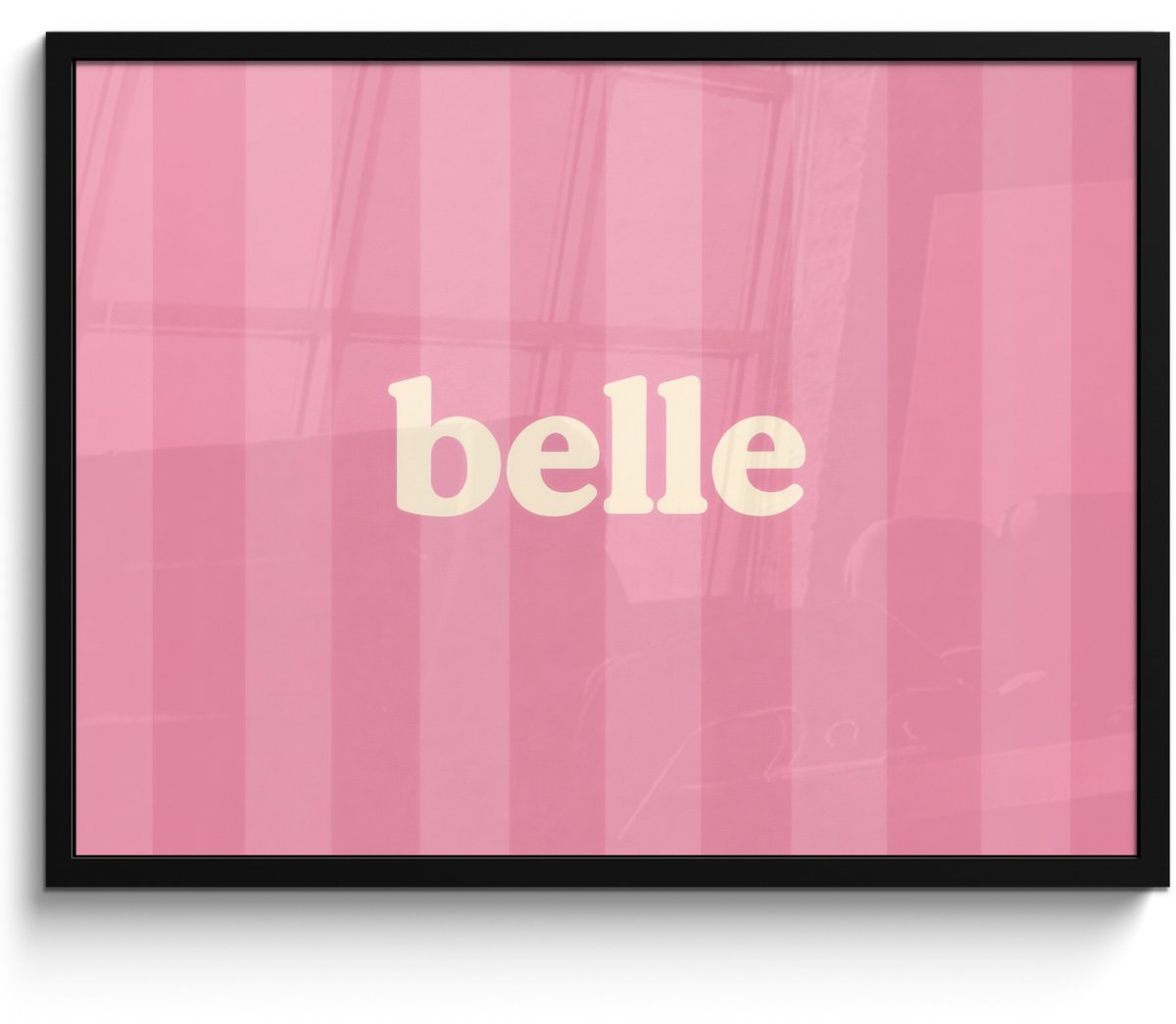 FrameYourWall Poster in lijst - Fotolijst 70x50 cm - Posters - Roze - Gestreept - Belle - Posterlijst zwart - Decoratie - Wanddecoratie woonkamer - Muurdecoratie slaapkamer Belle - Strepen