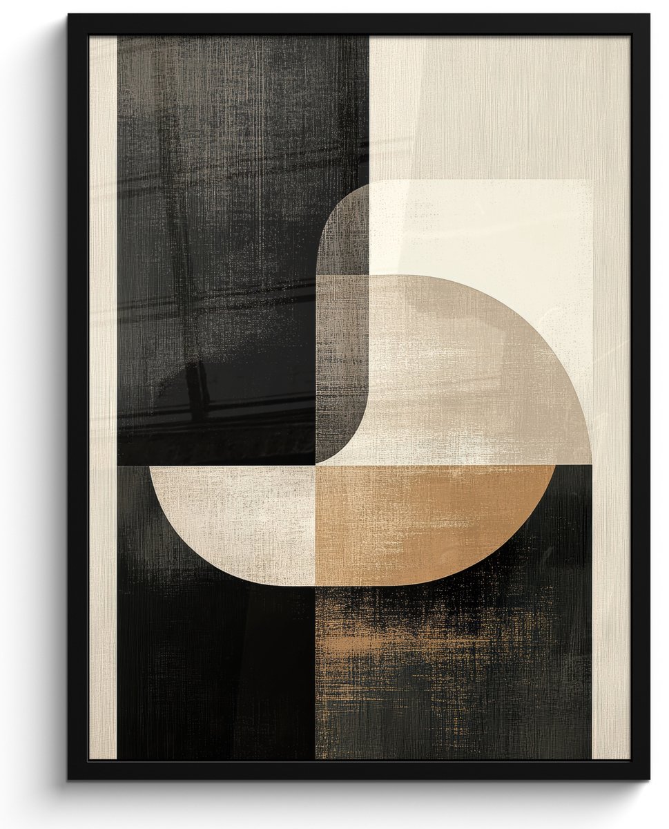 FrameYourWall Poster in lijst - Fotolijst 50x70 cm - Posters - Modern - Vierkant - Vormen - Posterlijst zwart - Decoratie - Wanddecoratie woonkamer - Muurdecoratie slaapkamer Modern - Vormen