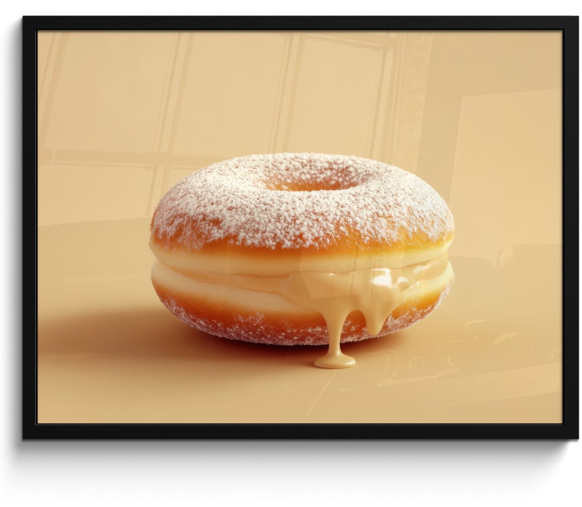 FrameYourWall Fotolijst inclusief poster - Posterlijst 70x50 cm - Posters - Donut - Romig - Poedersuiker - Beige - Foto in lijst - Keuken decoratie muur - Wanddecoratie accessoires - Muurdecoratie - Schilderijen